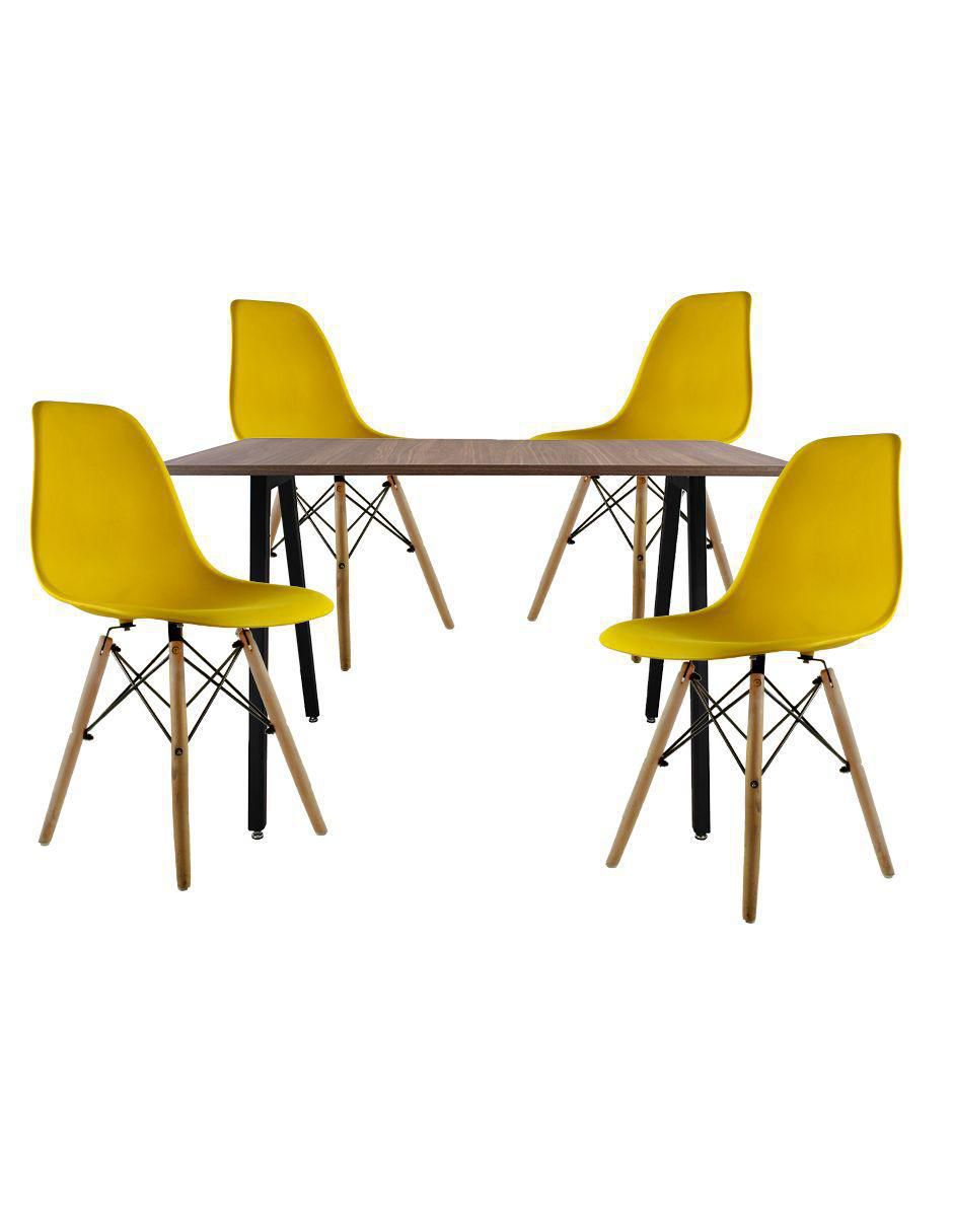 "comedor" frankfurt rectangular nogal con sillas oslo mundo in "para" 4 personas "de" madera