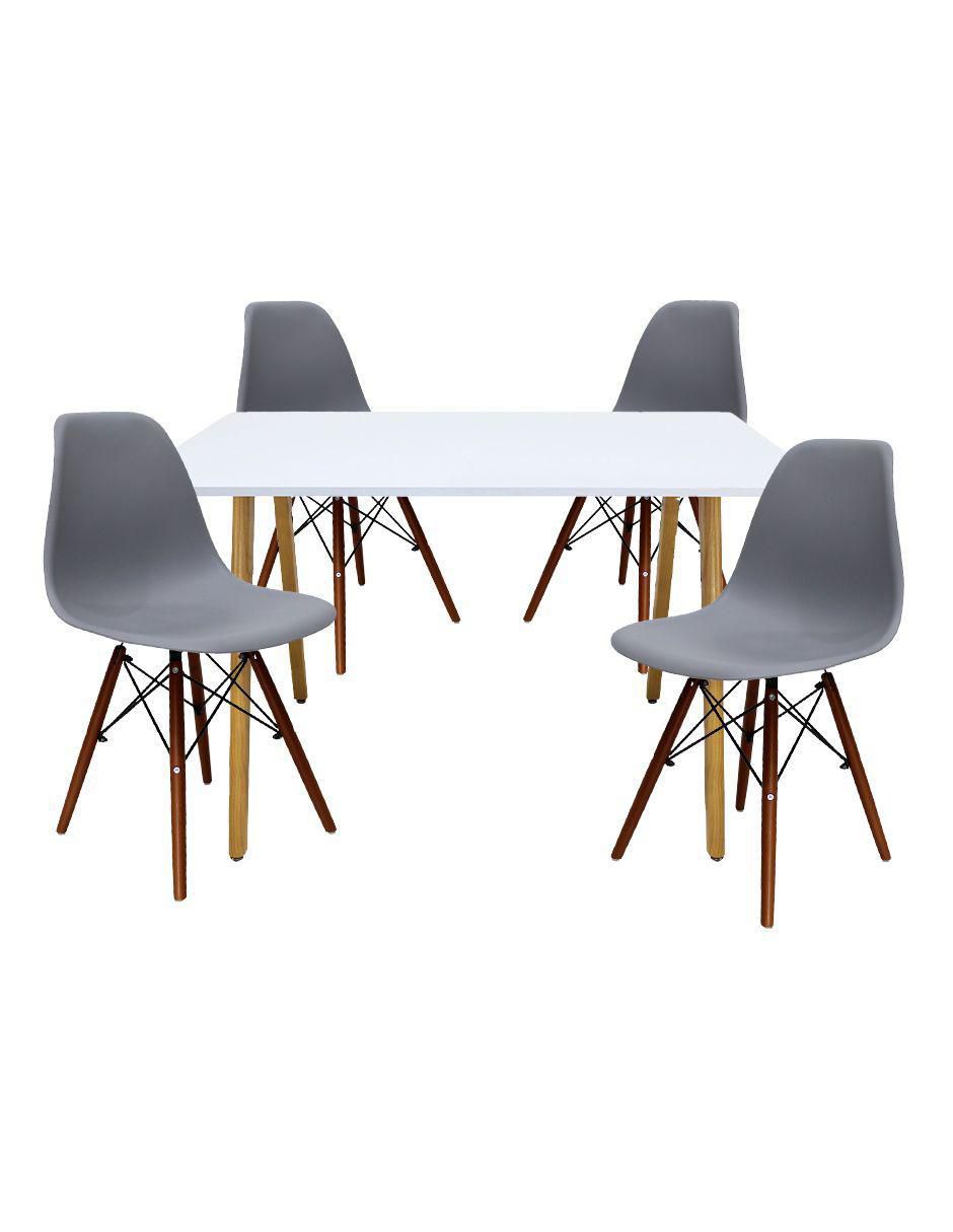 "comedor" frakfurt rectangular blanco con sillas oslo nogal mundo in "para" 4 personas "de" madera