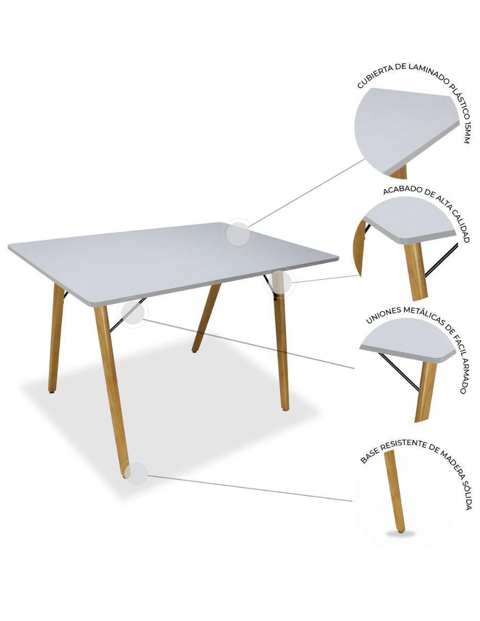"comedor" frakfurt rectangular blanco con sillas oslo nogal mundo in "para" 4 personas "de" madera