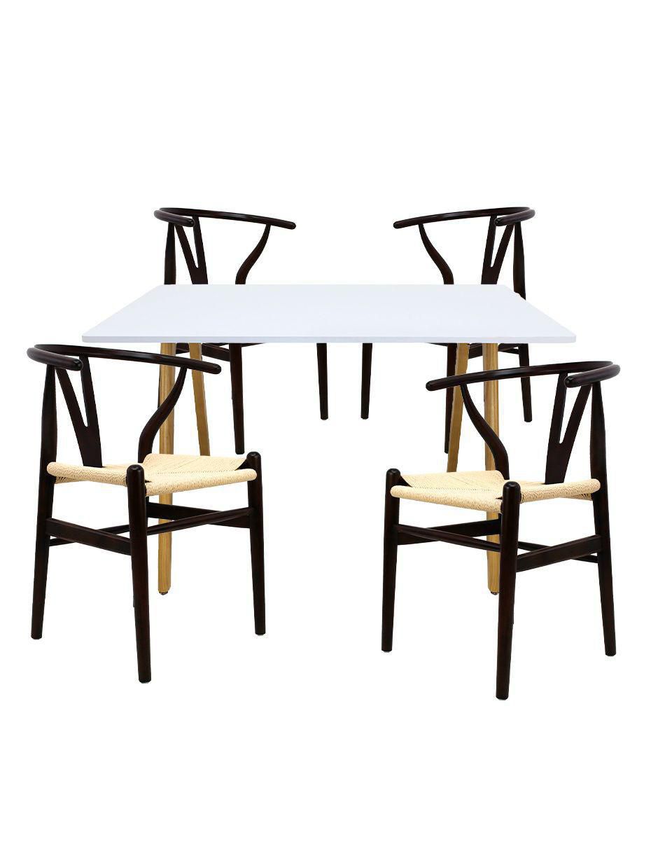 "comedor" frankfurt rectangular blanco con sillas micerino mundo in "para" 4 personas "de" madera