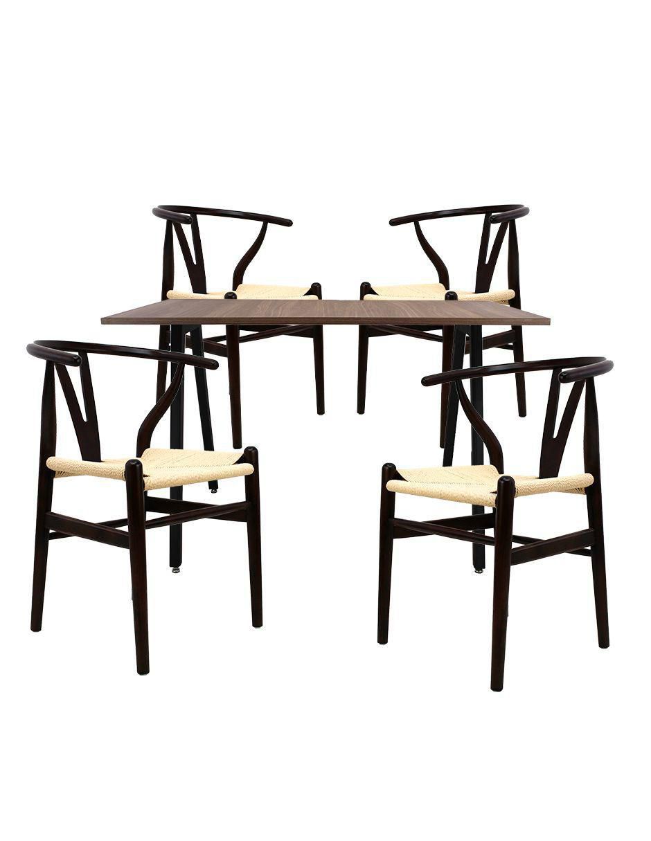 "comedor" frankfurt rectangular nogal con sillas micerino mundo in "para" 4 personas "de" madera