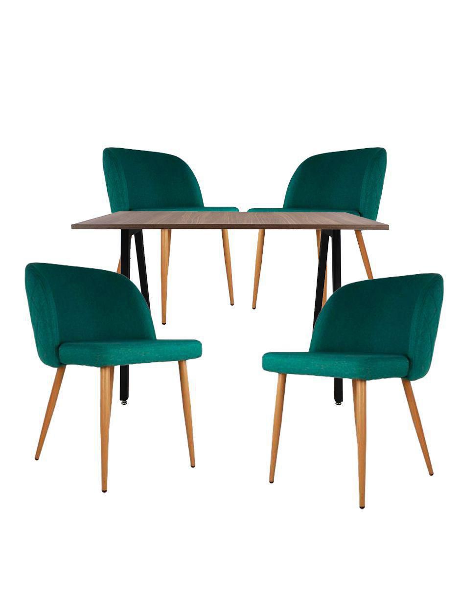 "comedor" frankfurt rectangular nogal con sillas lucca mundo in "para" 4 personas "de" madera