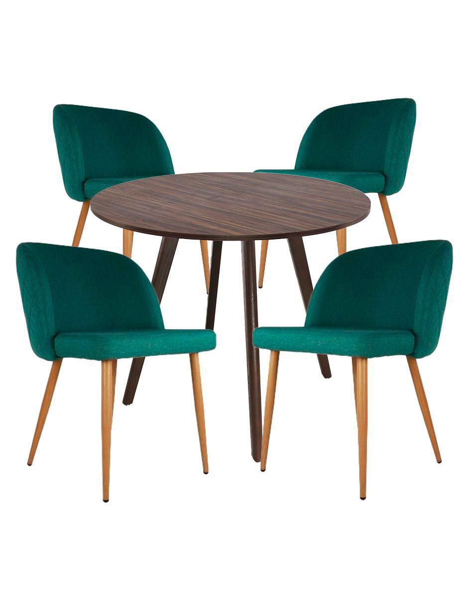 "comedor" frankfurt circular nogal con sillas lucca mundo in "para" 4 personas "de" madera