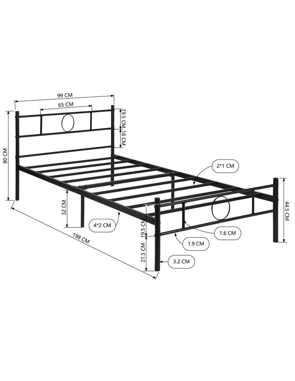Base para cama armable de metal individual 8