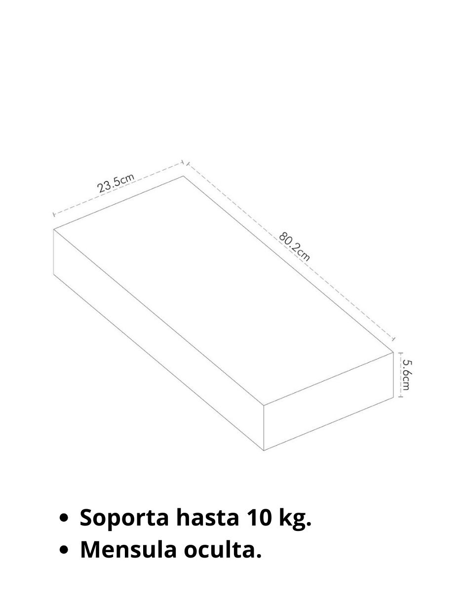 "repisa" cantia gaviota 80cm "de" mdf y madera
