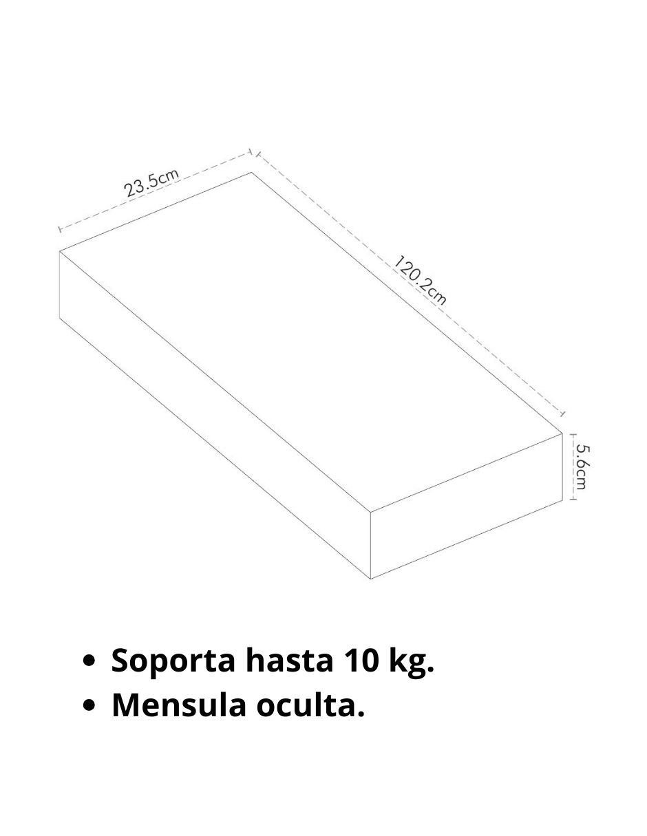 "repisa" cantia gaviota 120cm "de" mdf y madera
