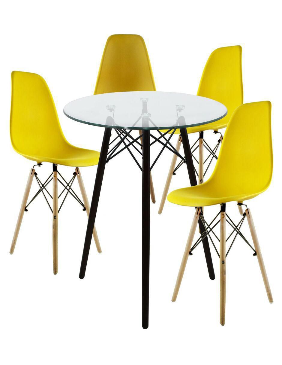 "comedor" oslo circular cristal con patas nogal mundo in "para" 4 personas "de" cristal templado