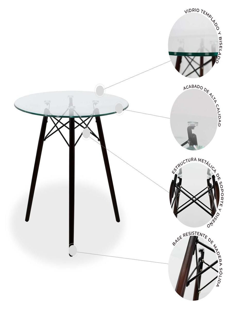 "comedor" oslo circular cristal con patas nogal mundo in "para" 4 personas "de" cristal templado