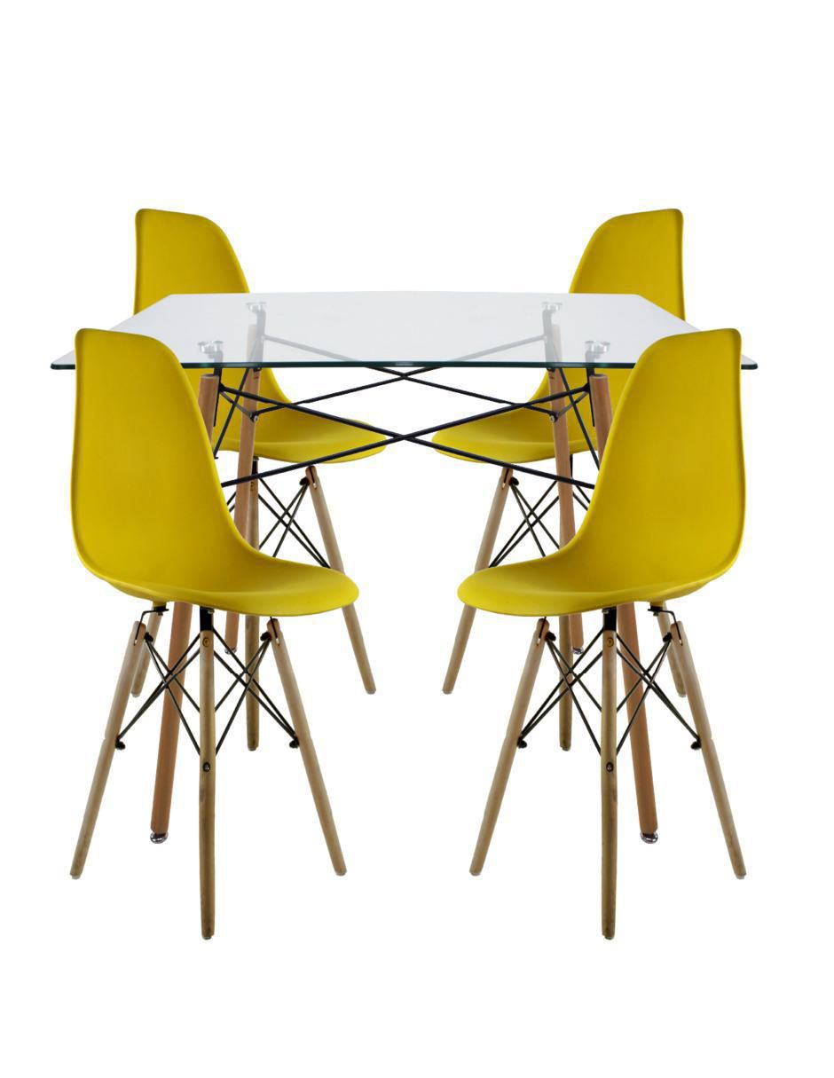 Comedor Oslo para 4 personas de cristal templado