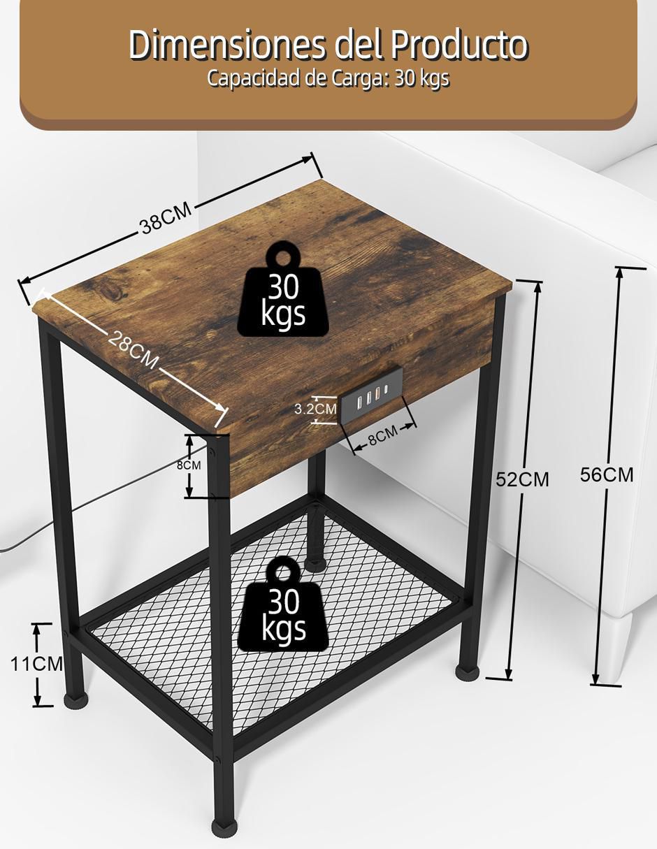 Mesa auxiliar Oakham de madera 2