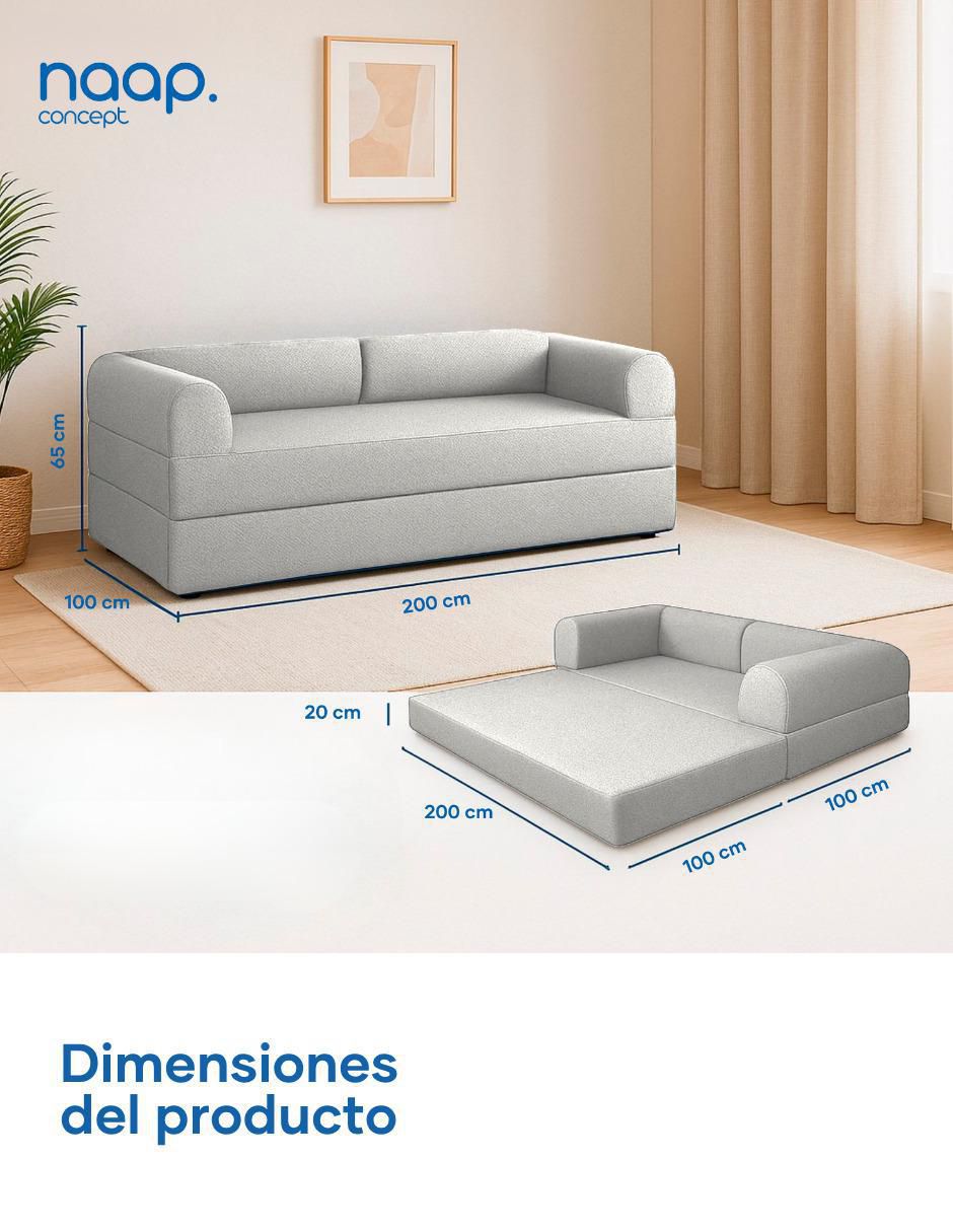 Sofá cama armable Teddy 3 Cuerpos Tela Smooth espuma comprimida 10
