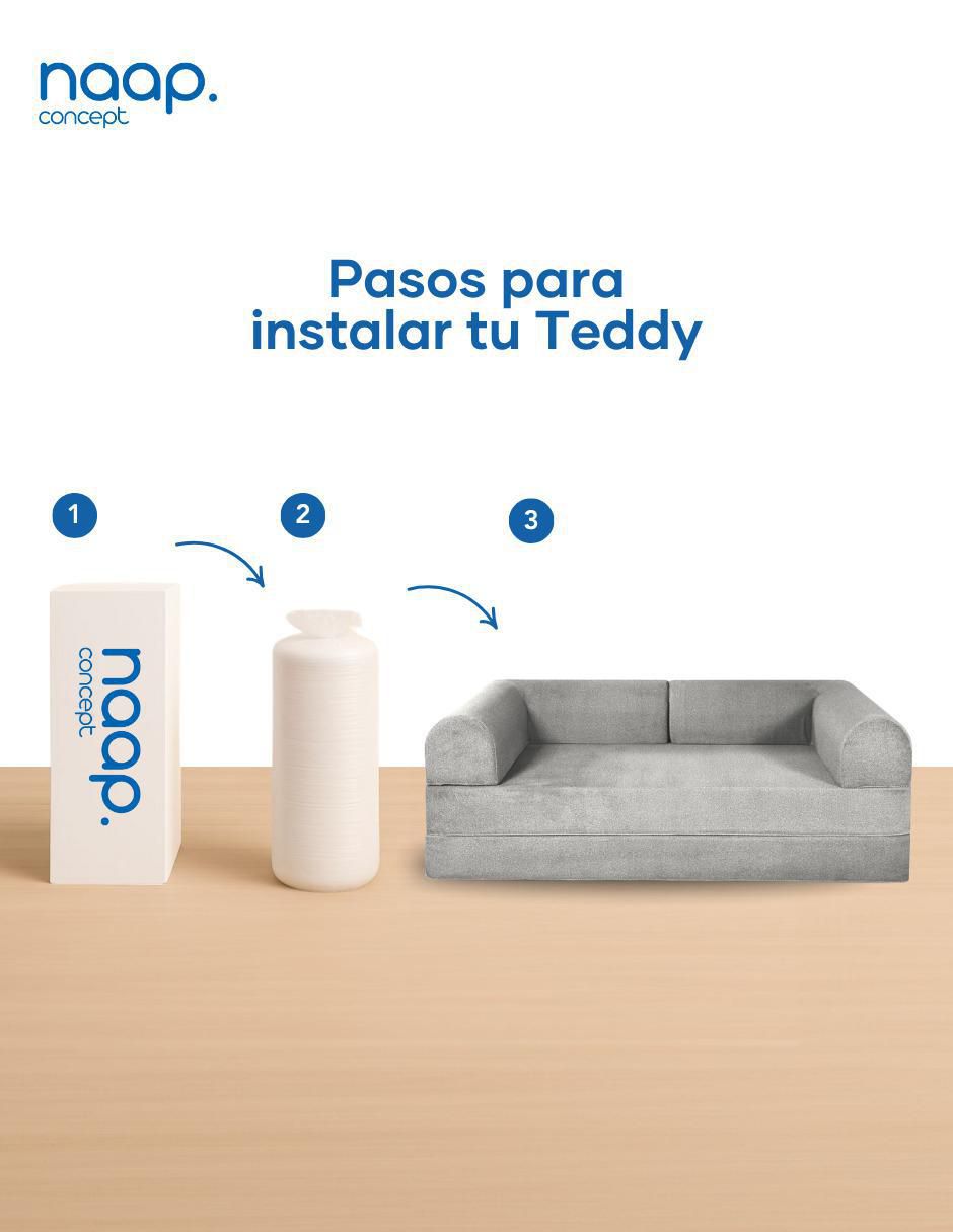 Sofá cama armable Teddy 3 Cuerpos Tela Smooth espuma comprimida 5