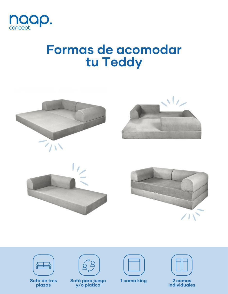Sofá cama armable Teddy 3 Cuerpos Tela Smooth espuma comprimida 6