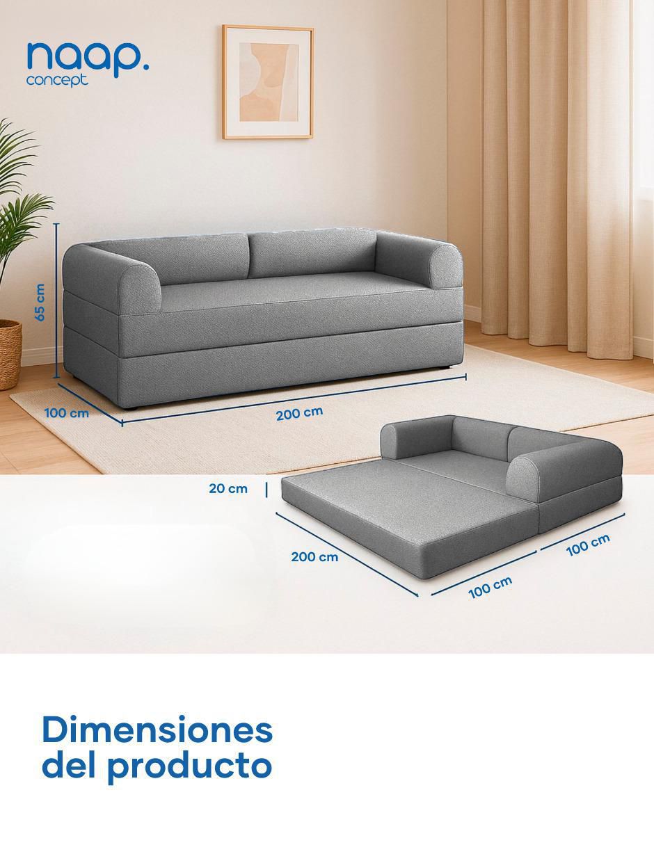 Sofá cama armable Teddy 3 Cuerpos Tela Smooth espuma comprimida 10