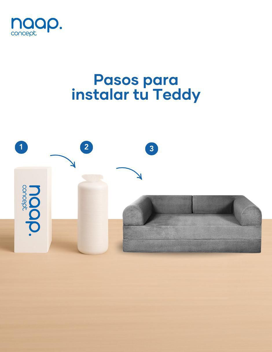 Sofá cama armable Teddy 3 Cuerpos Tela Smooth espuma comprimida 5