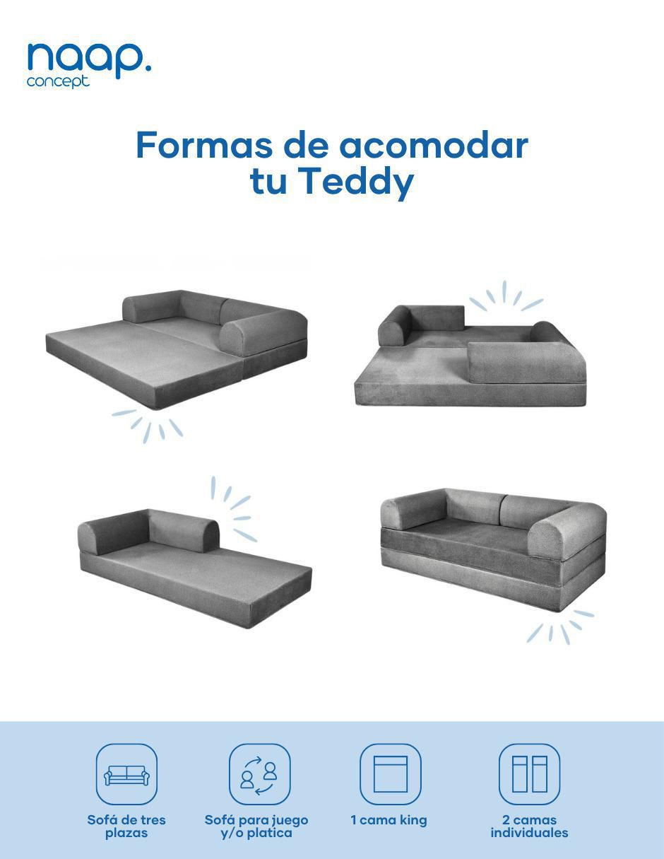 Sofá cama armable Teddy 3 Cuerpos Tela Smooth espuma comprimida 6