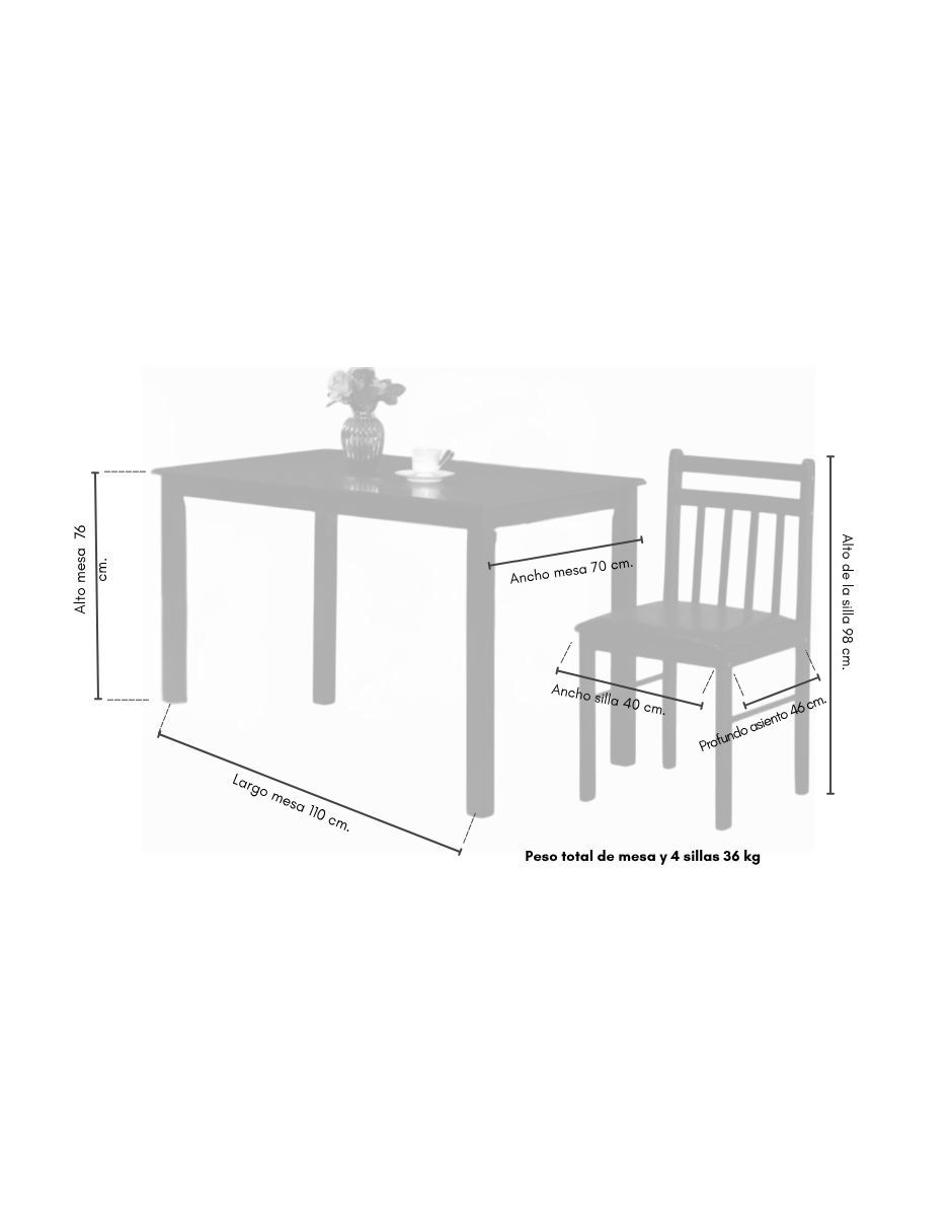 Comedor New York para 4 personas de madera 4