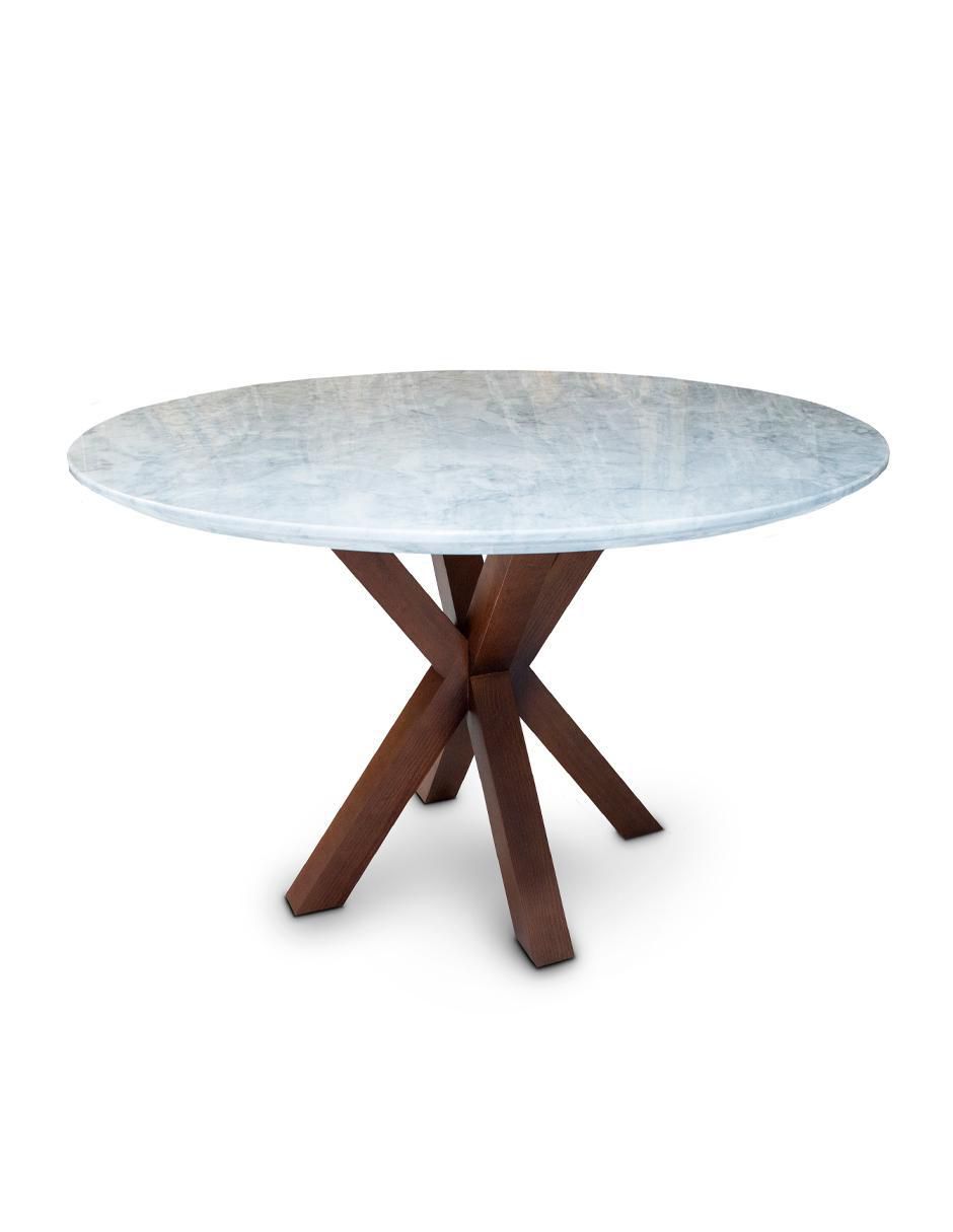 Mesa de comedor de madera y mármol