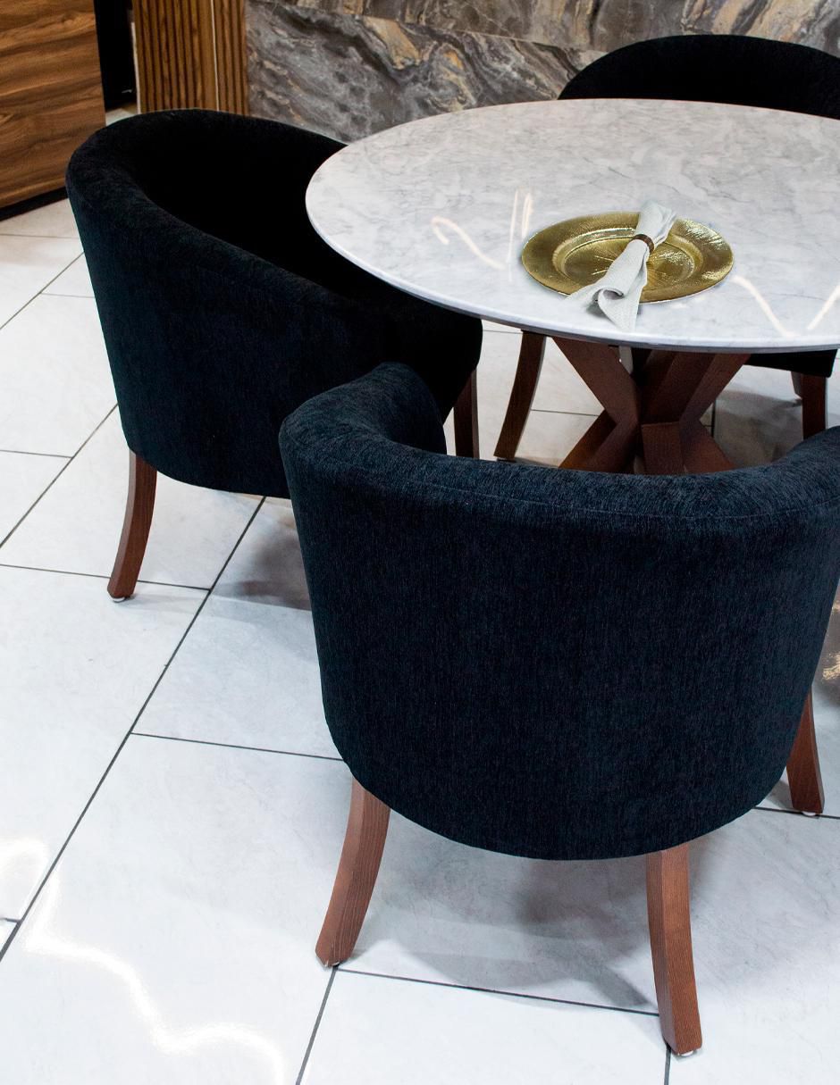 Mesa de comedor de madera y mármol 5
