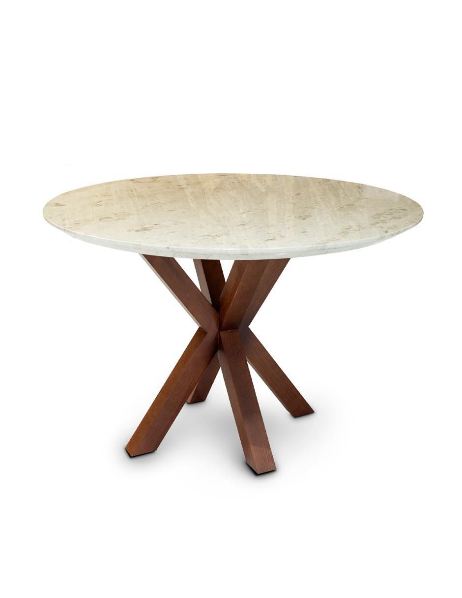 Mesa de comedor de madera y mármol
