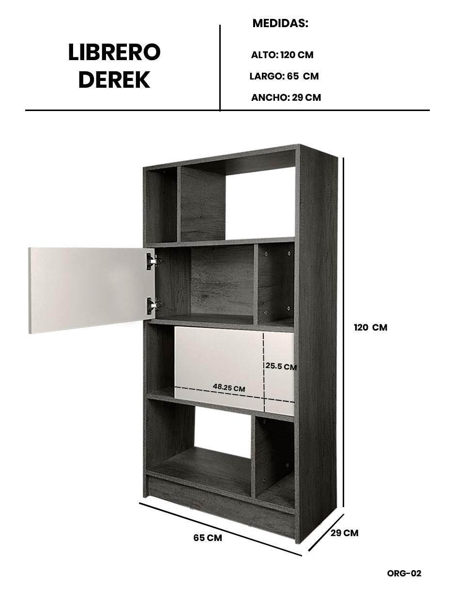Librero armable Derek de melamina 7
