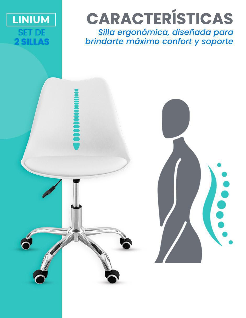 Silla de escritorio 2 "piezas" sin familia linium "de" plástico y metal adulto