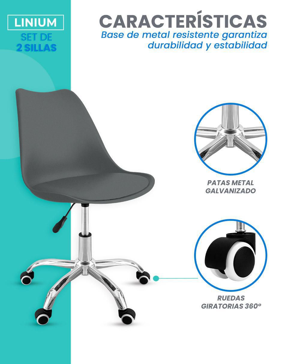 Silla de escritorio 2 "piezas" sin familia linium "de" plástico y metal adulto