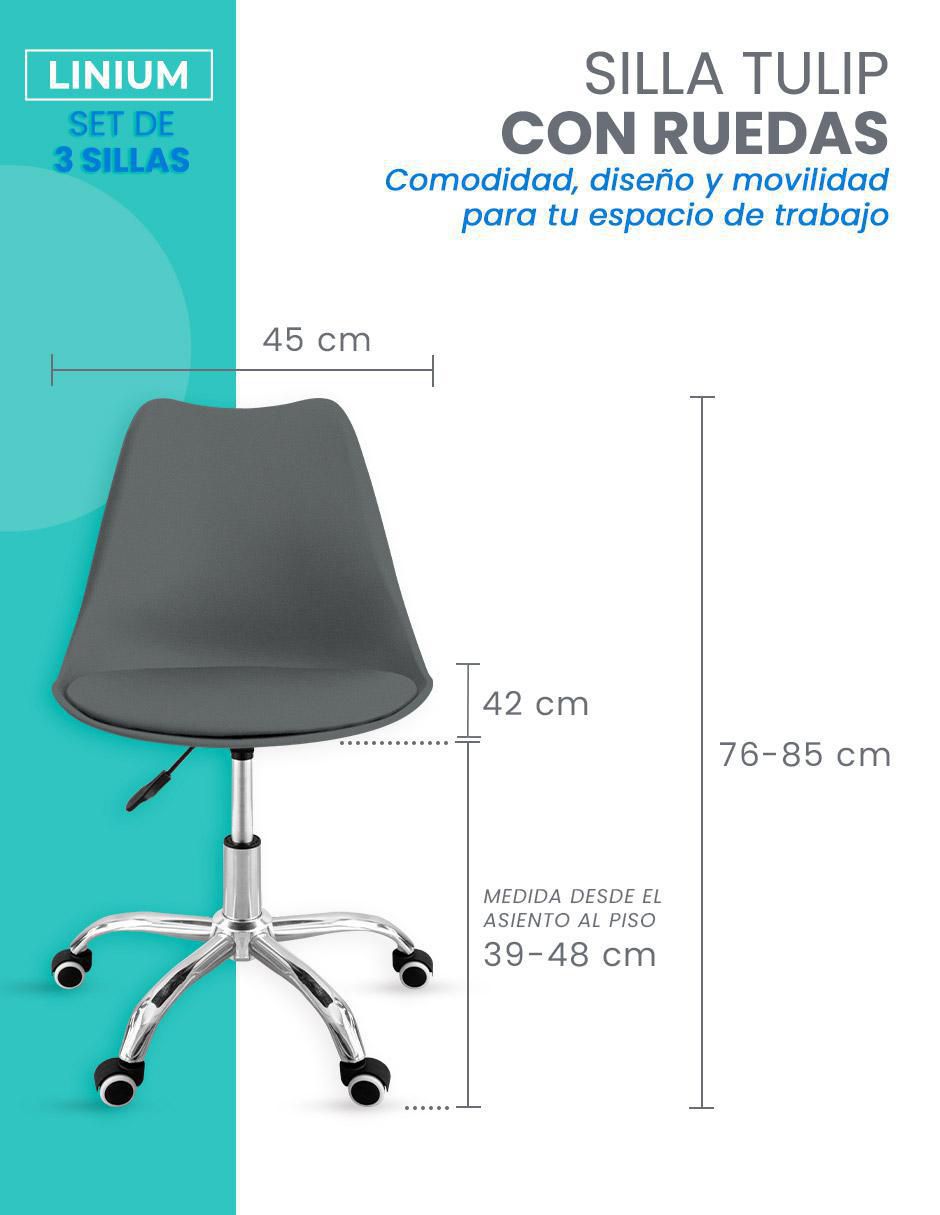 Silla de escritorio 3 "piezas" sin familia linium "de" plástico y metal adulto