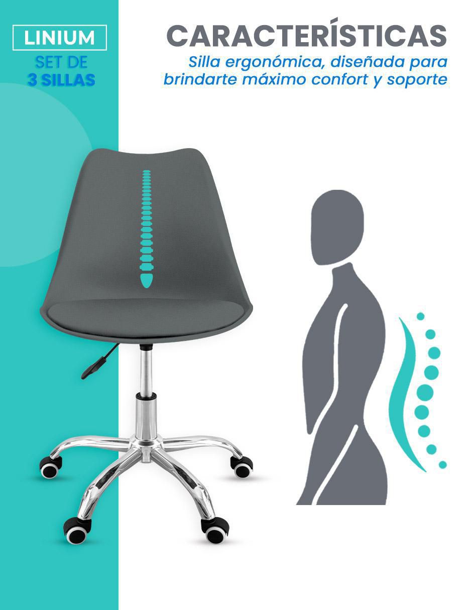 Silla de escritorio 3 "piezas" sin familia linium "de" plástico y metal adulto