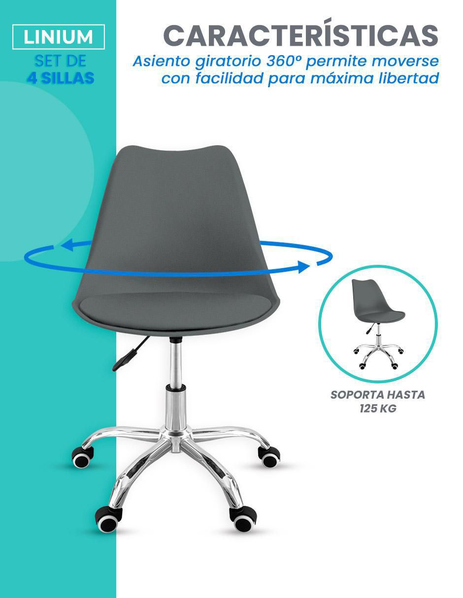 Silla de escritorio 4 "piezas" sin familia linium "de" plástico y metal adulto