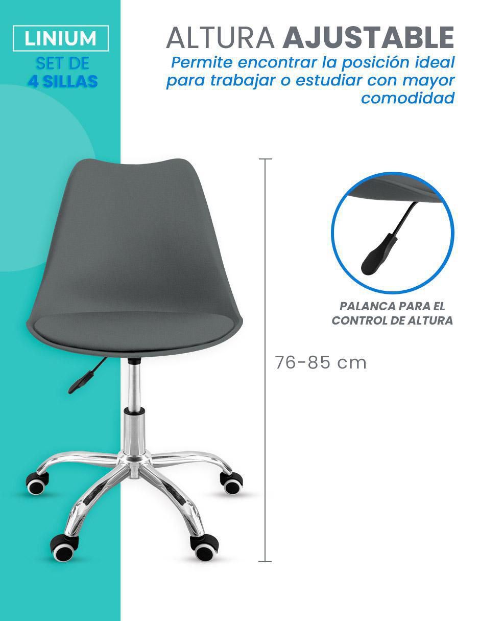 Silla de escritorio 4 "piezas" sin familia linium "de" plástico y metal adulto