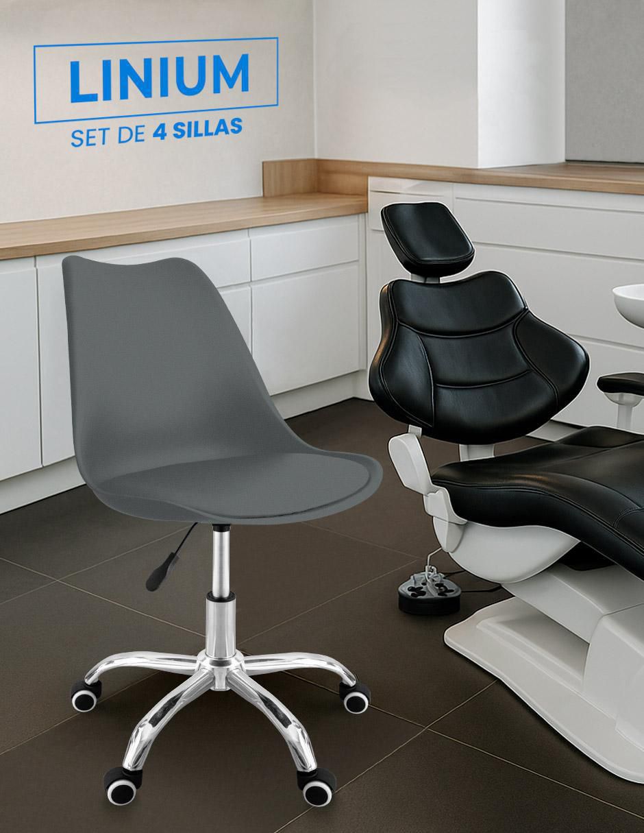 Silla de escritorio 4 "piezas" sin familia linium "de" plástico y metal adulto