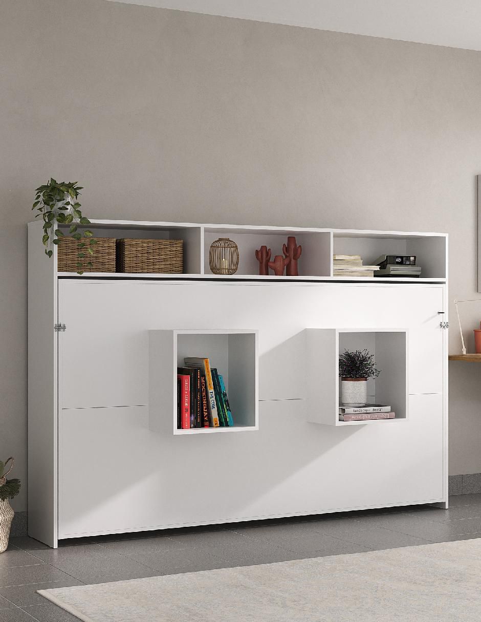 Cama abatible con repisas de MDF individual 7