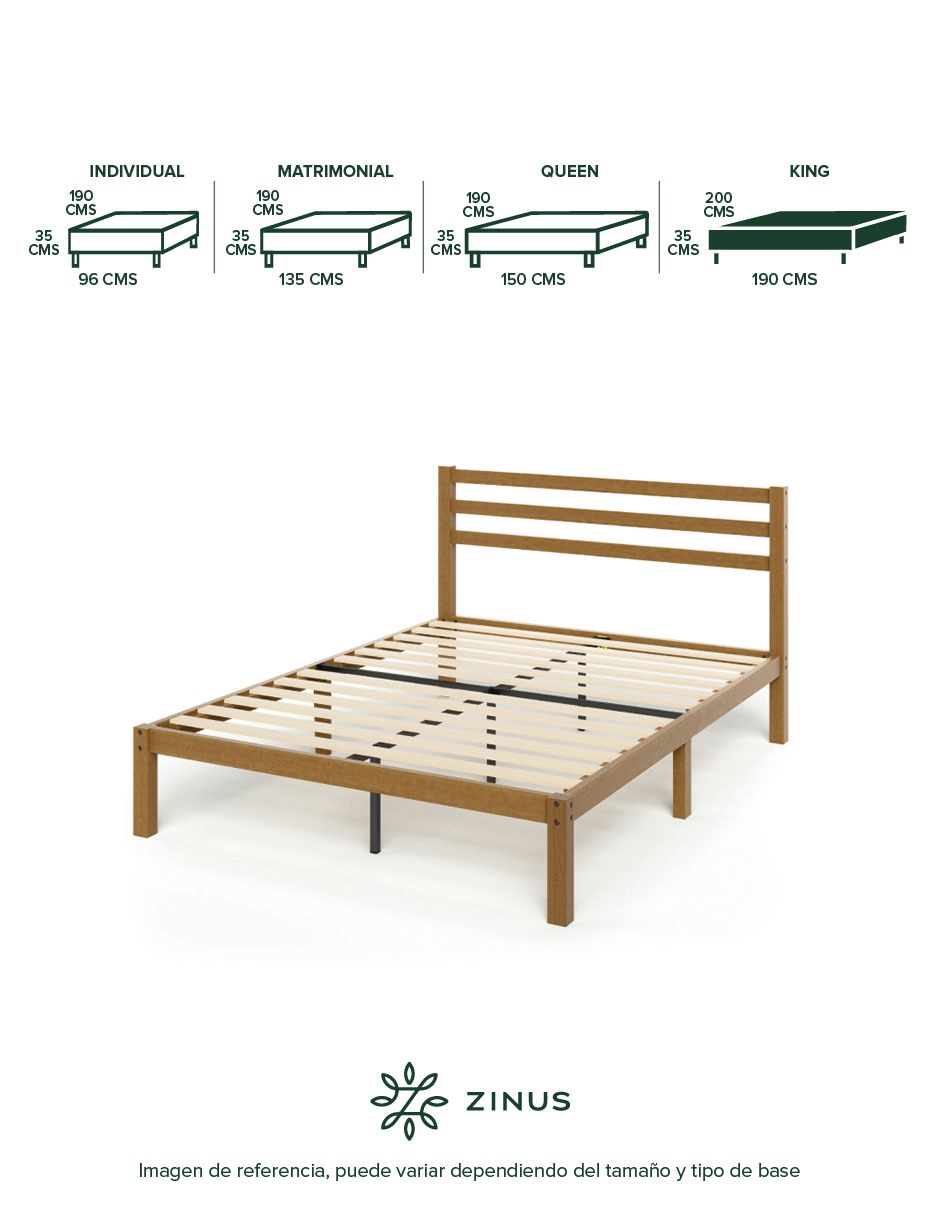 Base para cama armable Leah de madera