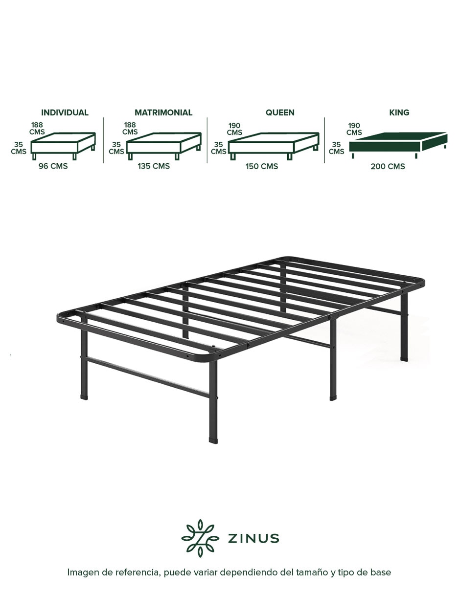Base para cama armable Rumi de acero inoxidable