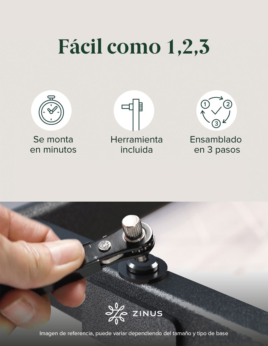 Base para cama armable Rumi de acero inoxidable 3