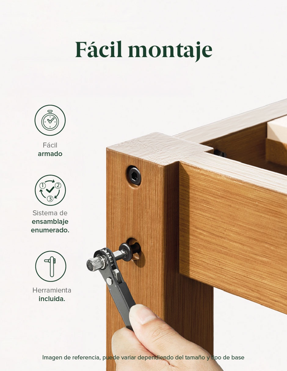 Base para cama armable Leah de madera 6