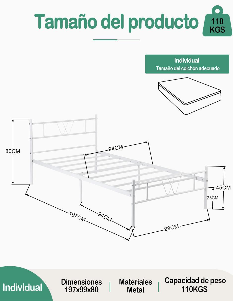 Base para cama armable Koke de metal individual