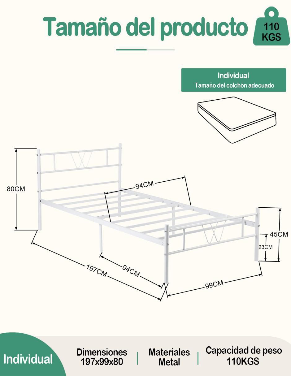 Base para cama armable Koke de metal individual 10
