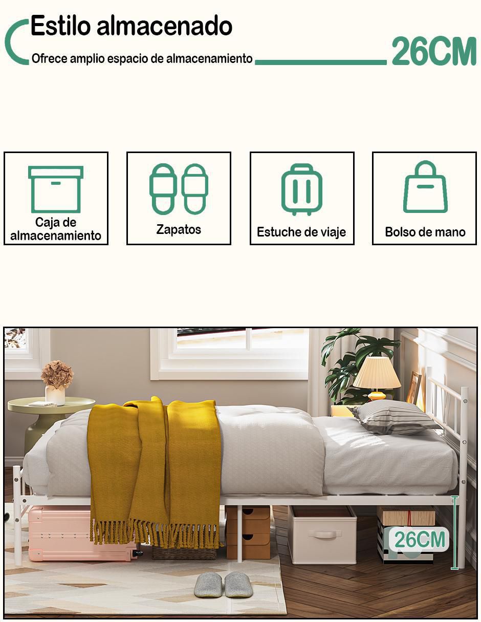 Base para cama armable Koke de metal individual 3