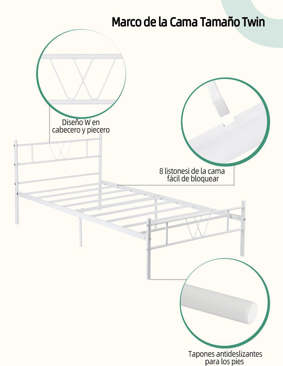 Base para cama armable Koke de metal individual 4