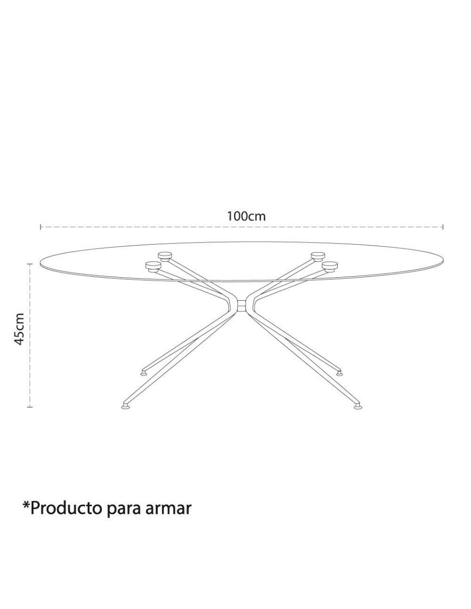 Mesa de centro armable Everett de vidrio 5