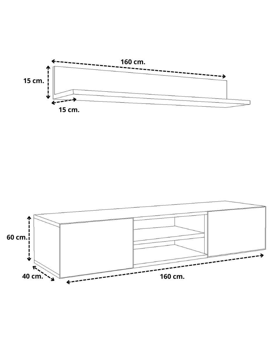 Mueble flotante para TV armable de melamina 6