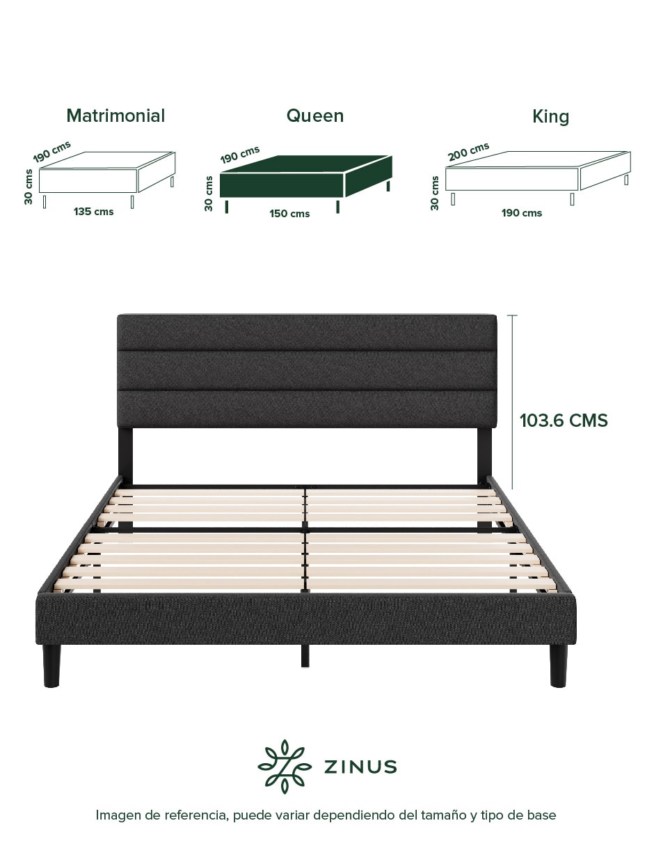 Base para cama armable Piper de chapa madera