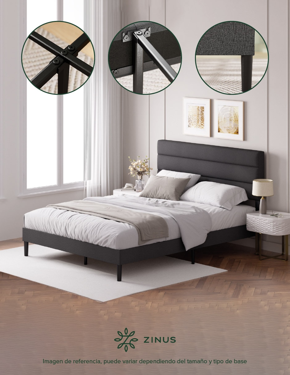 Base para cama armable Piper de chapa madera 3