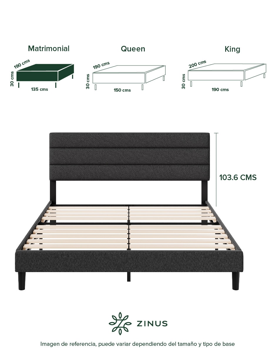 Base para cama armable Piper de chapa madera 2