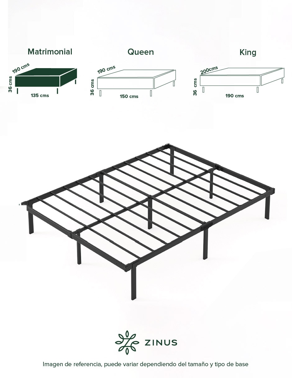 Base para cama armable Caleb de acero inoxidable 2
