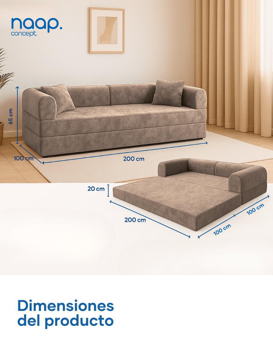 Sofá cama armable Teddy Catch 3 Cuerpos  de espuma comprimida 10
