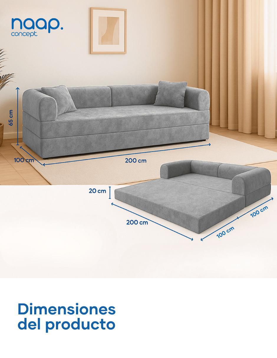 "futón/sofá cama" sí teddy  3 cuerpos tela catch naap concept "de" espuma comprimida