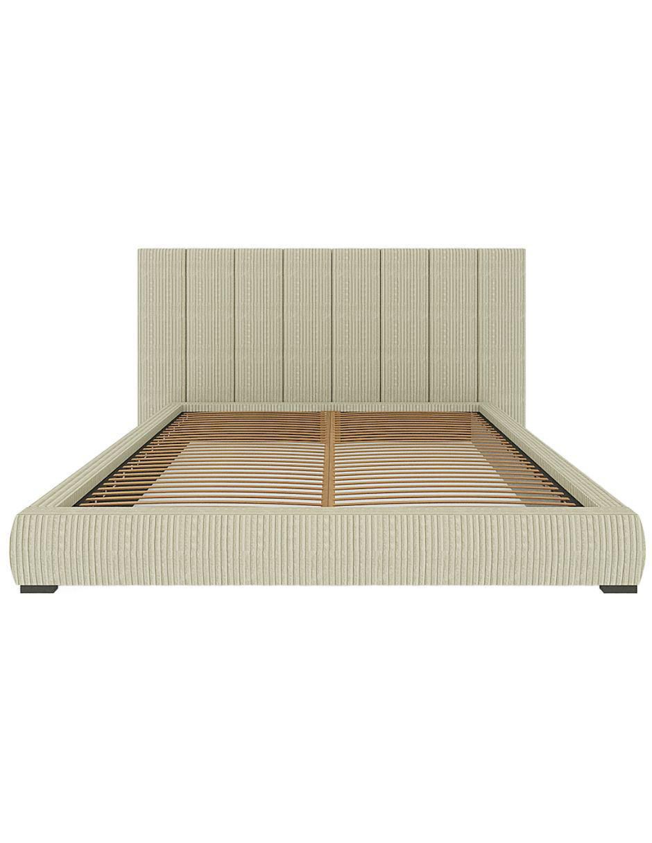 Cama Moder Luxury Vixy Ivory con luz LED ambiental y patrones de cabecera de 30 cm de tela Cama Moder Luxury Vixy Ivory con luz LED ambiental y patrones de cabecera de 30 cm de tela